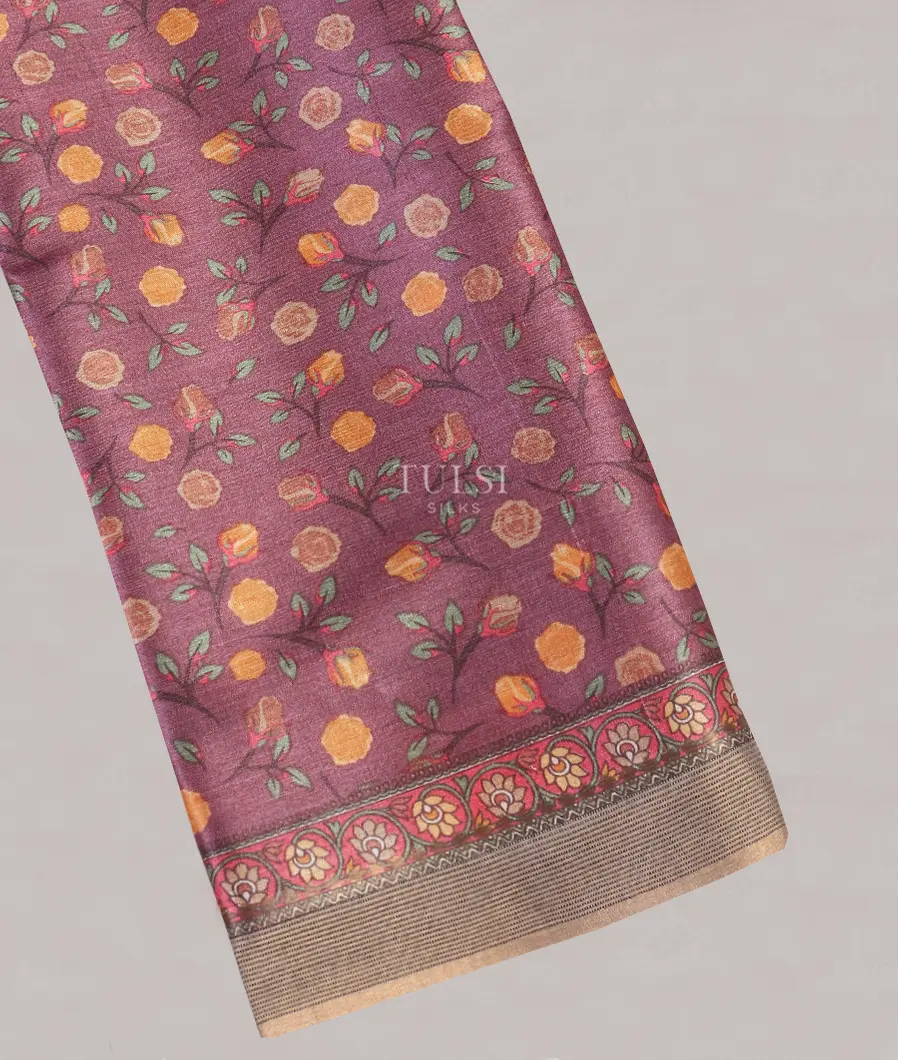 Purple Tussar Printed Saree T565682-image