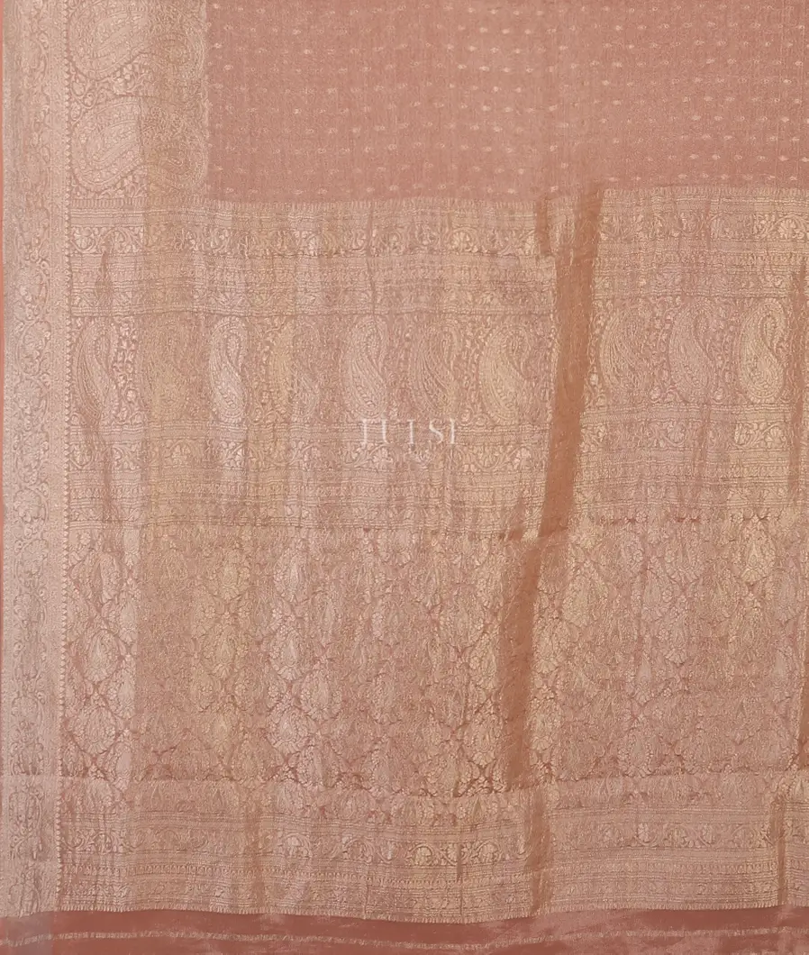 Peach Tissue Georgette Silk Saree T5250054