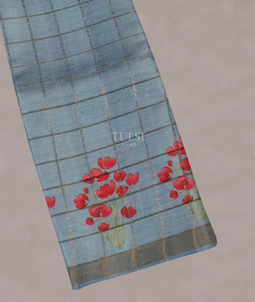 Blue Tussar Printed Saree T558656-image