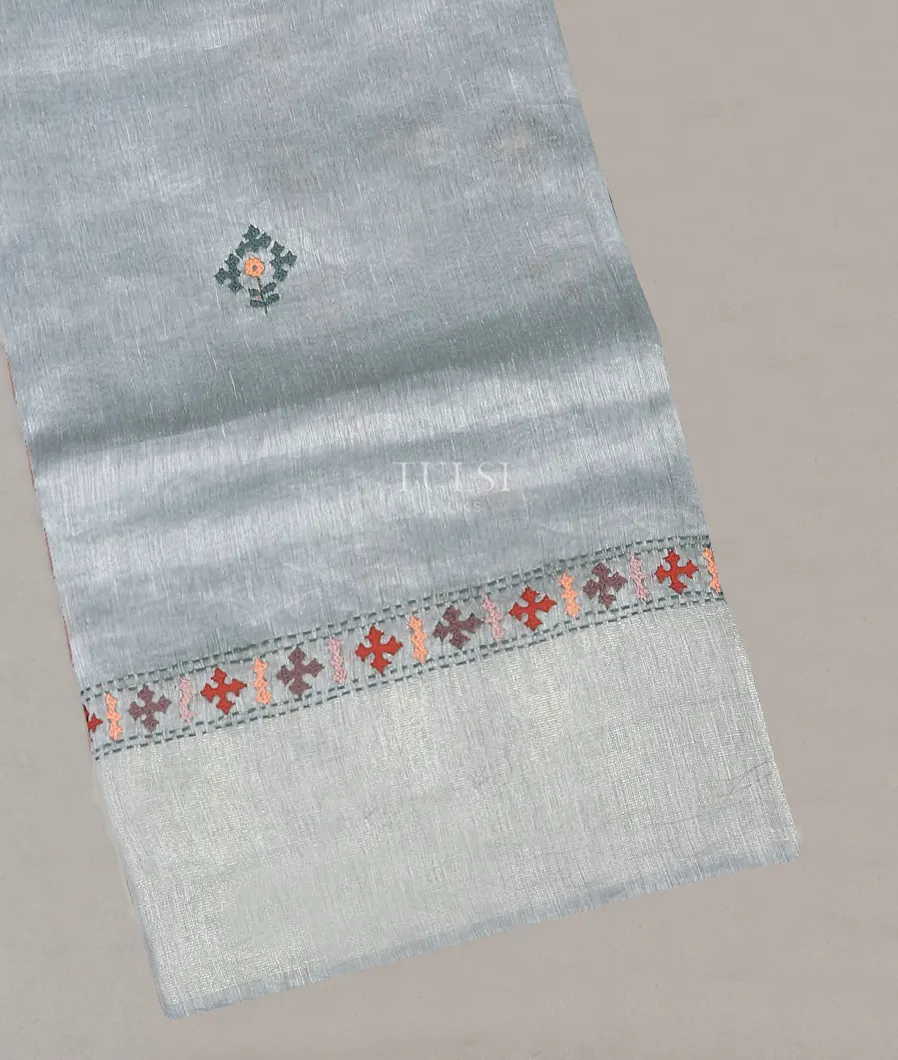 Blue Linen Embroidery Saree T559026-image