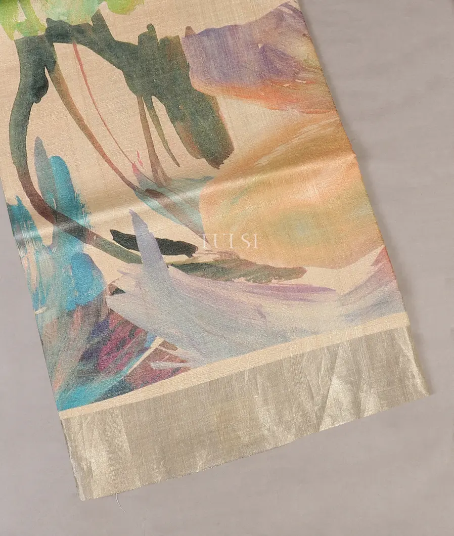 Beige Tussar Printed Saree T560725-image