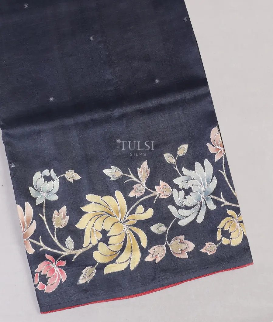 Blue Tussar Embroidery Saree T525910-image