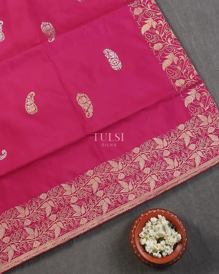 Purple Pink Banaras Silk Saree T565723-image
