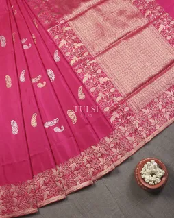 Purple Pink Banaras Silk Saree T5657232
