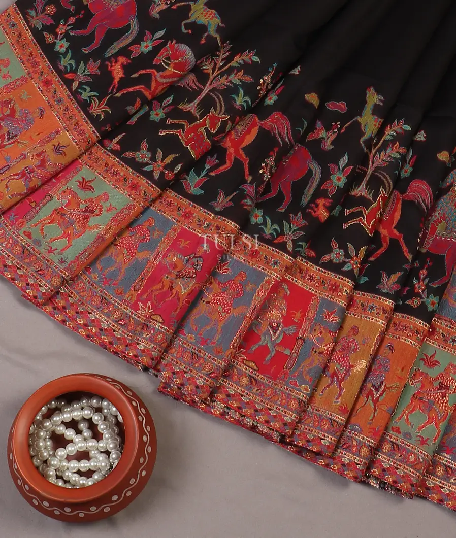 Black Kashmir Kani Silk Saree T5689852