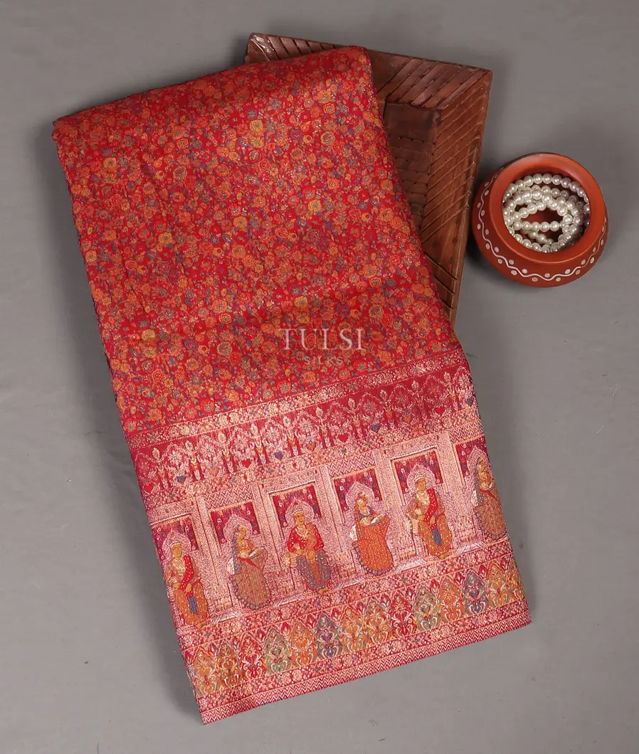 Reddish Pink Kashmir Kani Silk Saree T568997-image