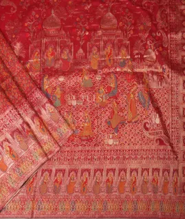 Reddish Pink Kashmir Kani Silk Saree T5689974