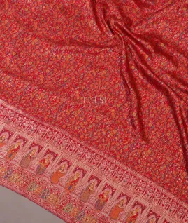 Reddish Pink Kashmir Kani Silk Saree T5689975