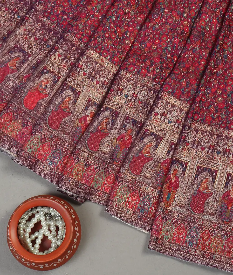 Purple Kashmir Kani Silk Saree T5689962