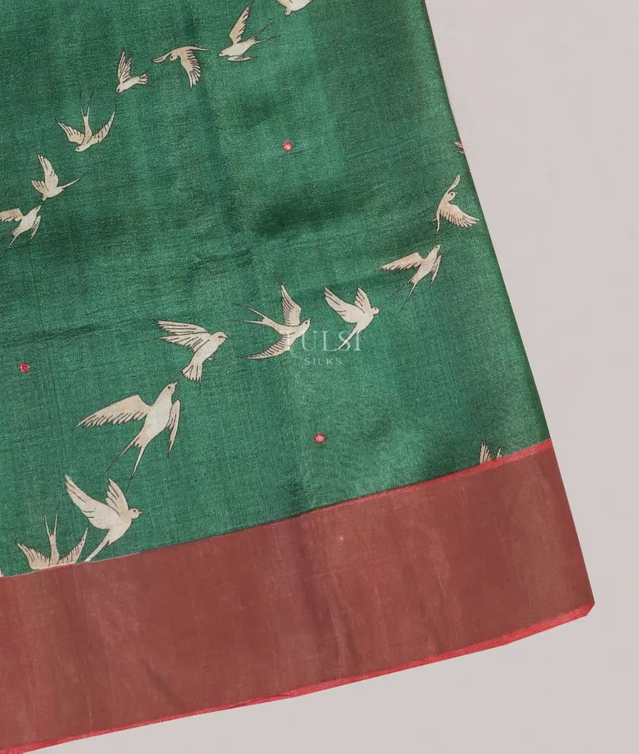 Green Tussar Printed Saree T558026-image