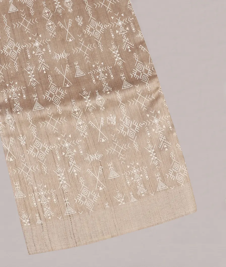 Light Beige Tussar Printed Saree T553308-image