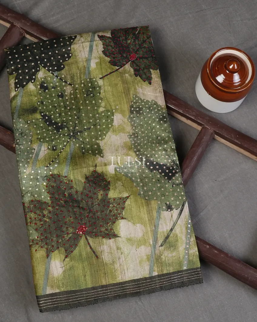 Green Tussar Printed Saree T564311-image