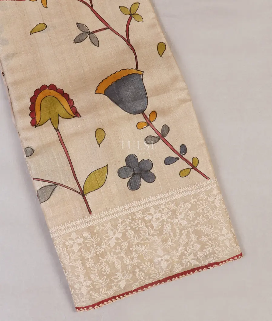 Beige Tussar Printed Saree T565278-image