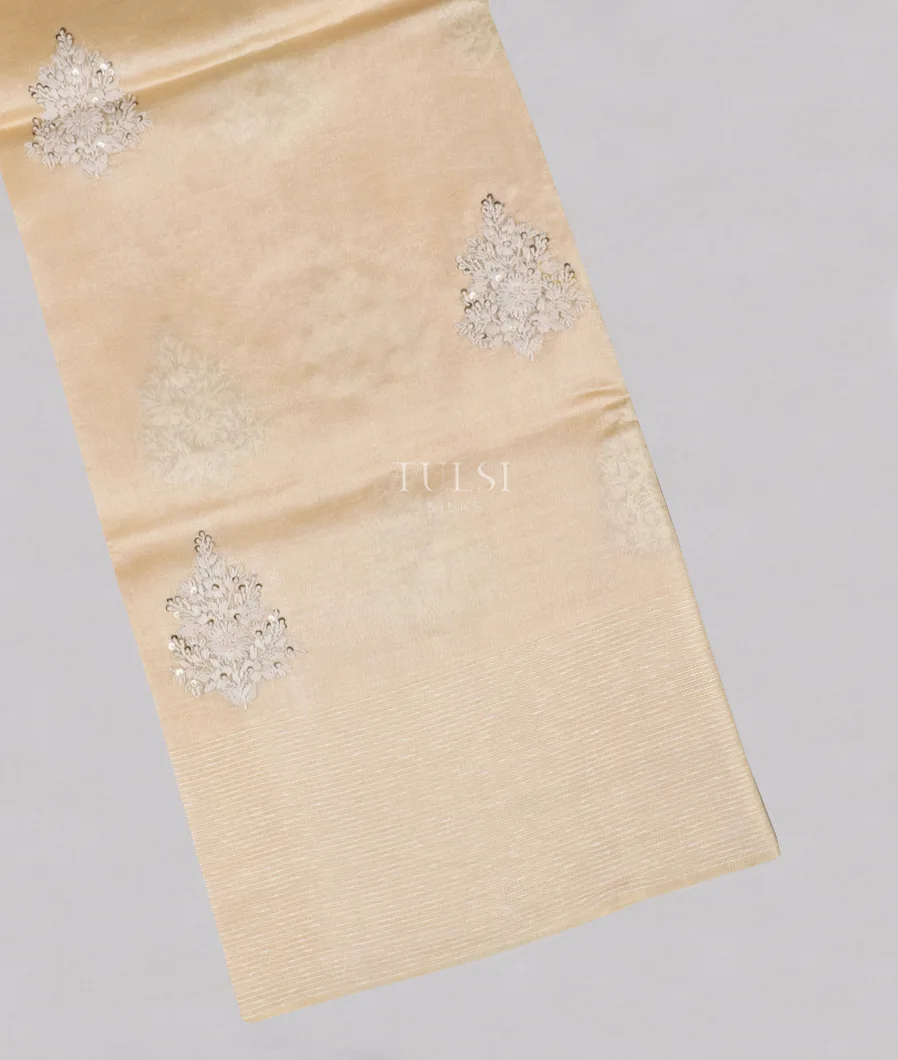 Cream Tussar Embroidery Saree T565431-image