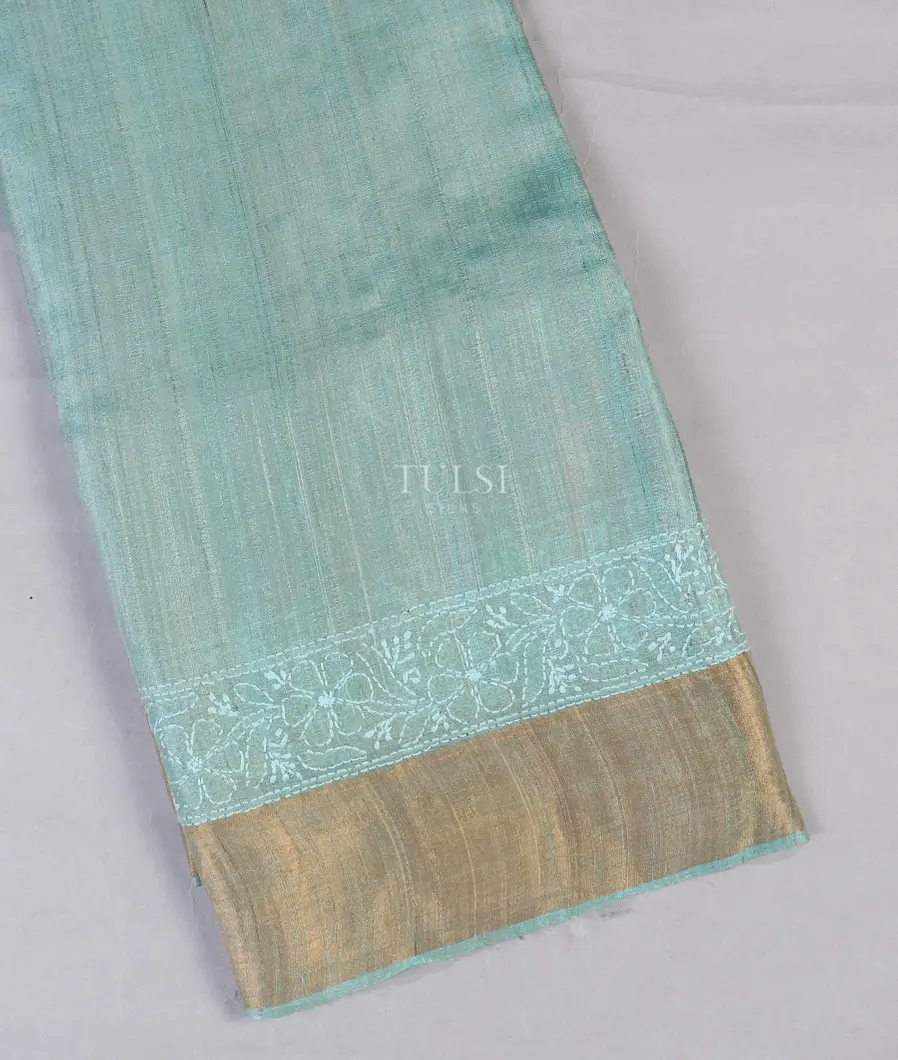 Blue Tussar Embroidery Saree T564809-image