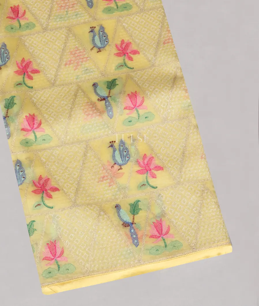 Yellow Kora Organza Embroidery Saree T552849-image