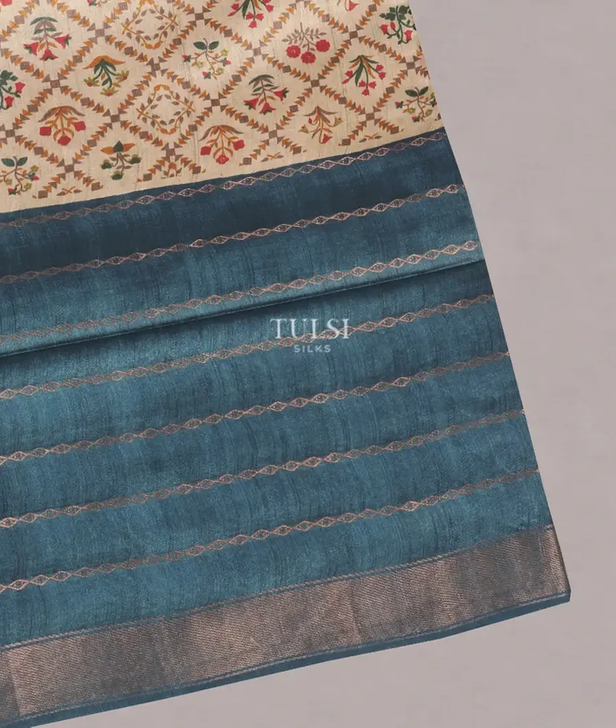 Beige Tussar Printed Saree T567952-image