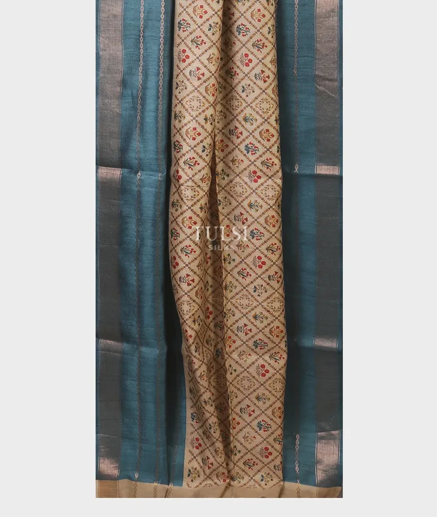 Beige Tussar Printed Saree T5679522