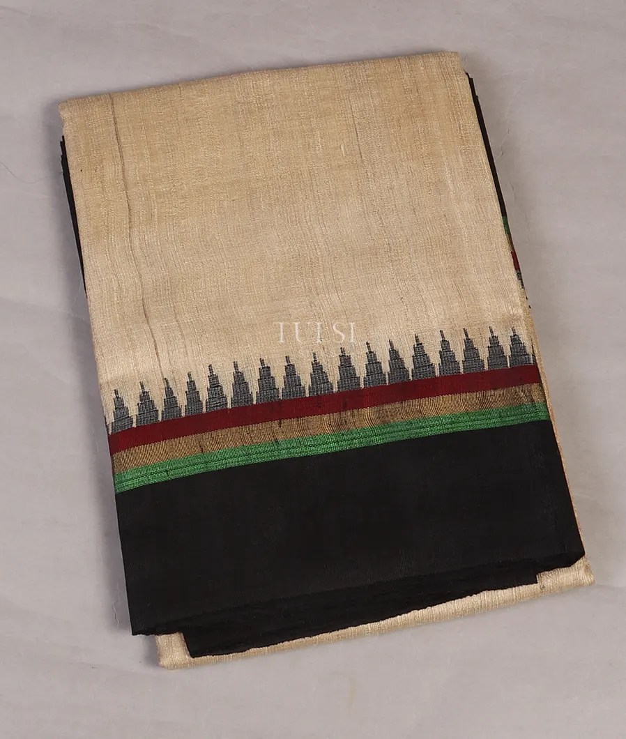 Beige Woven Tussar Saree T568328-image