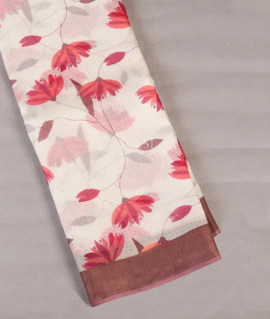 White Kota Cotton Saree T570716-image