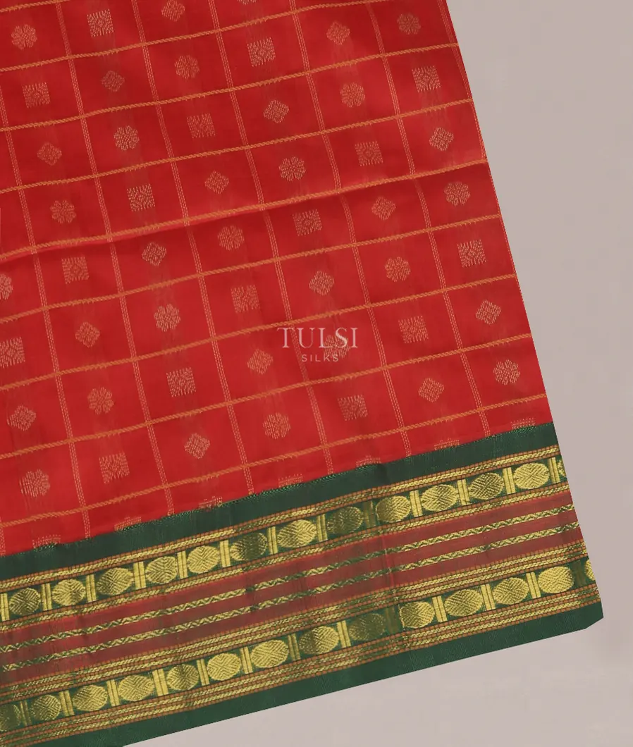 Red Silk Cotton Saree T571331-image