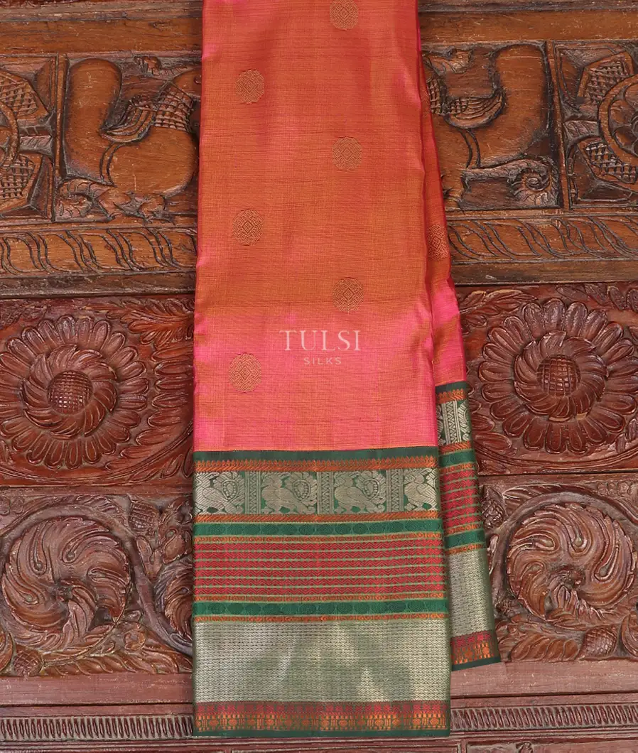 Pinkish Orange Kanjivaram Silk Saree T557674-image