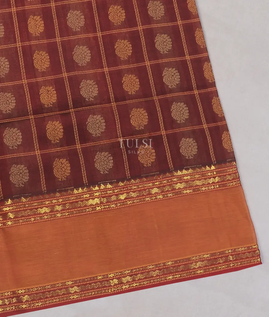 Maroon Silk Cotton Saree T571424-image