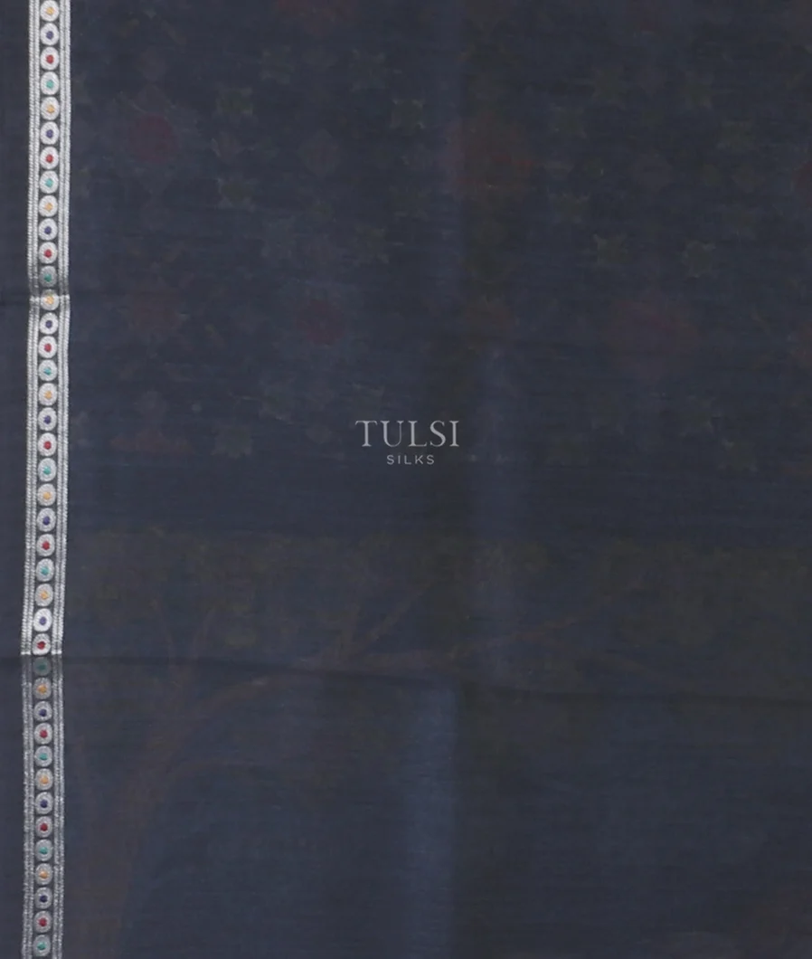 Blue Tussar Printed Saree T5224803