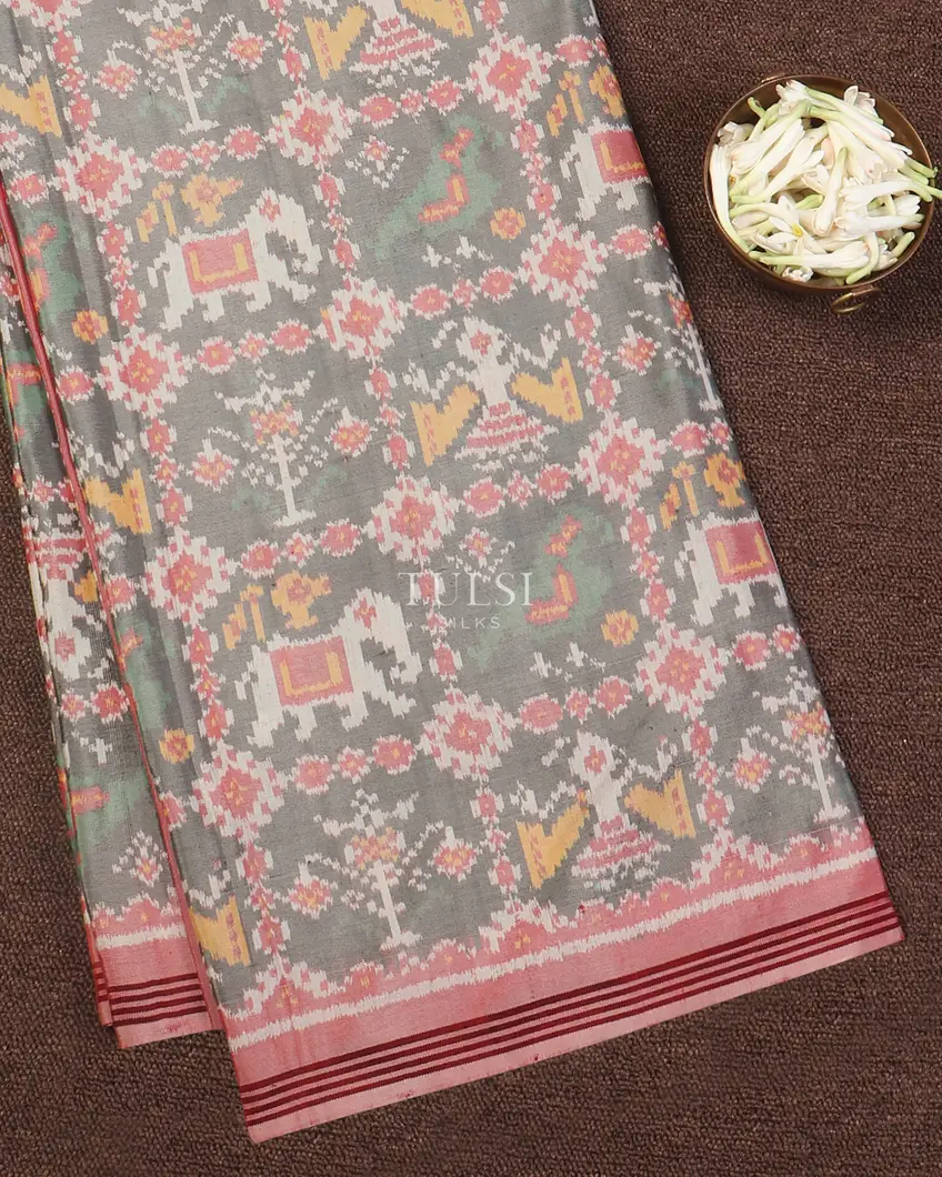 Grey Patan Patola Silk Saree T571543-image