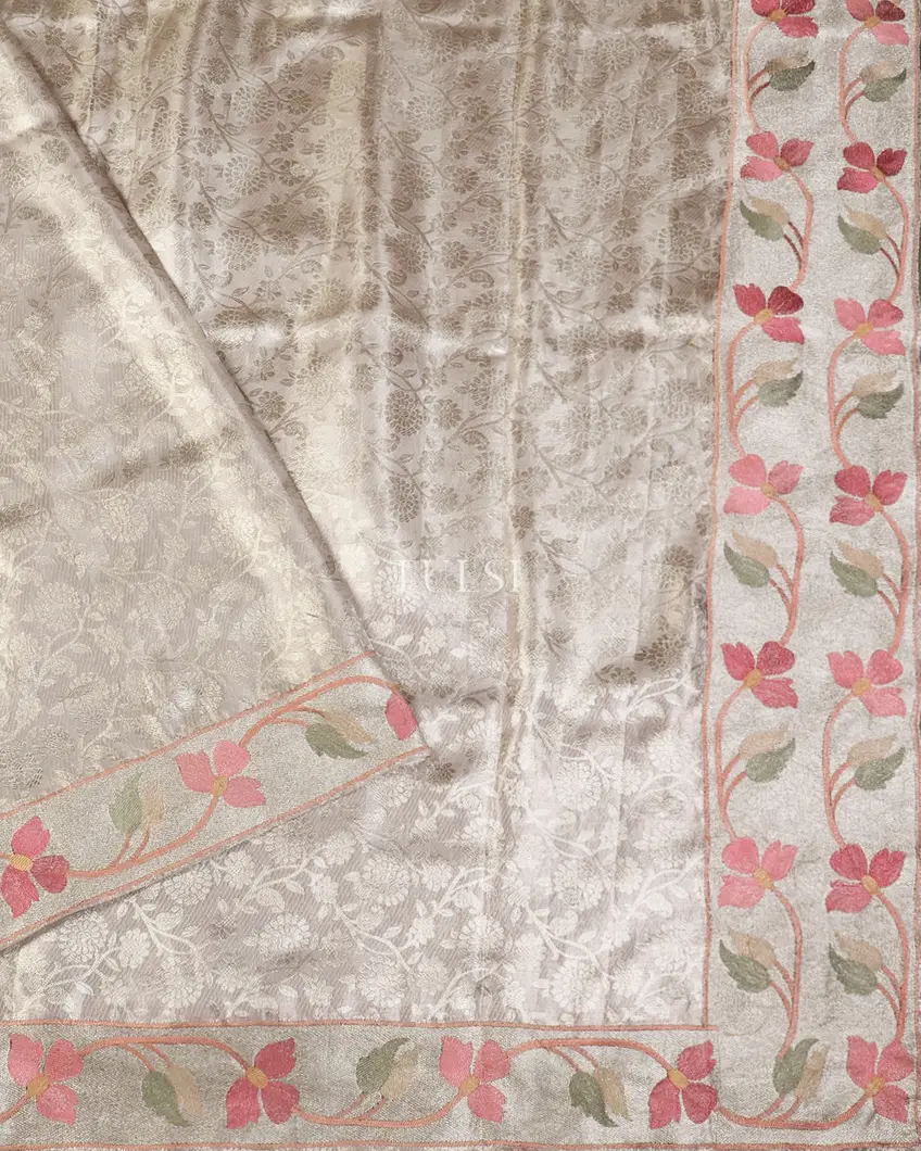 Grey Tissue Silk Saree T5721012