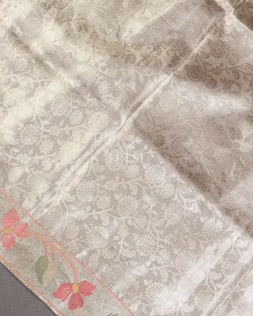 Grey Tissue Silk Saree T5721015