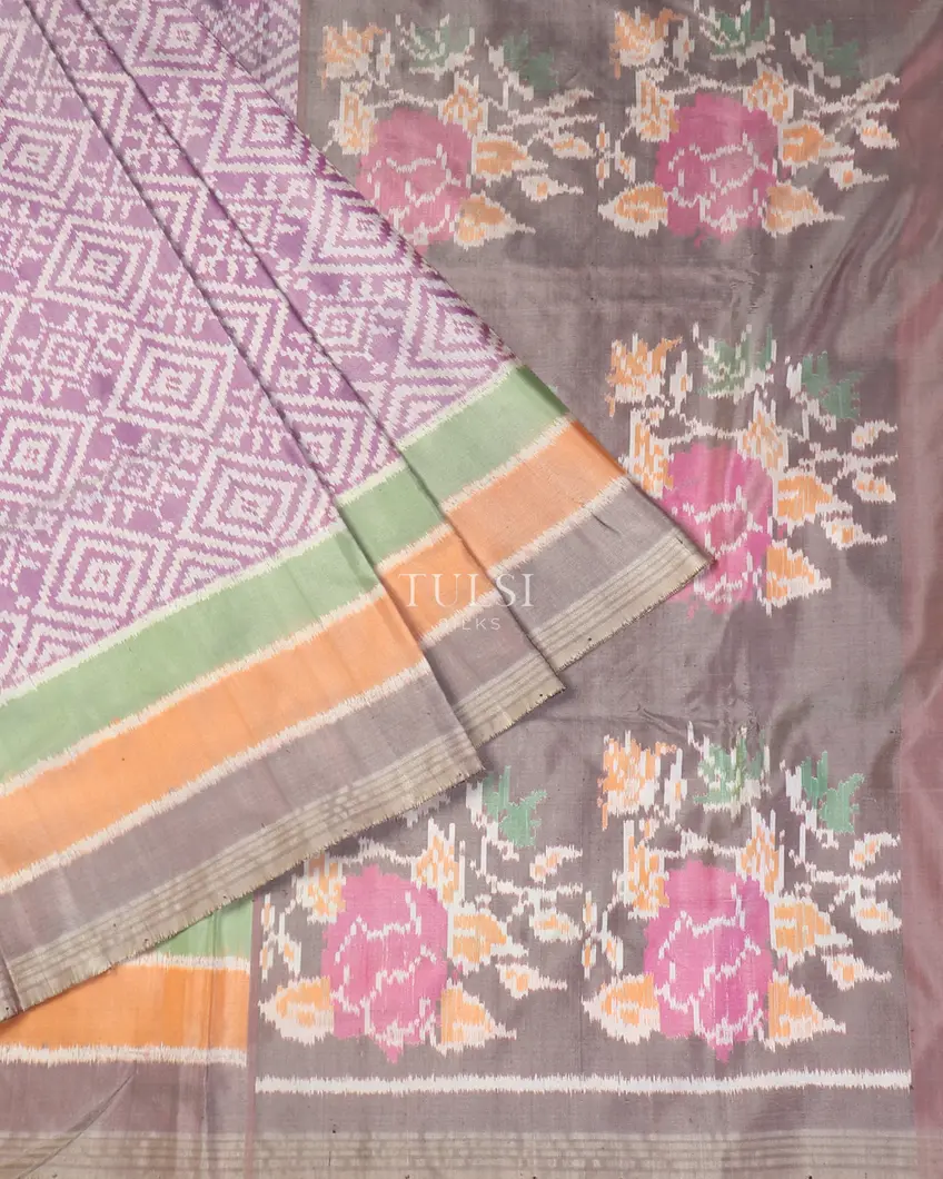 Purple And Off - White Patan Patola Silk Saree T5715802