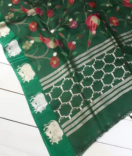 Green Banaras Kora Silk Saree T5721114
