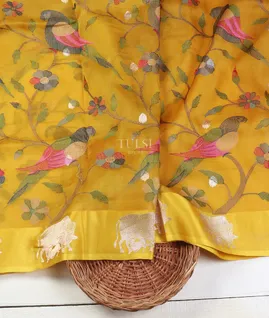 Yellow Banaras Kora Silk Saree T5721152