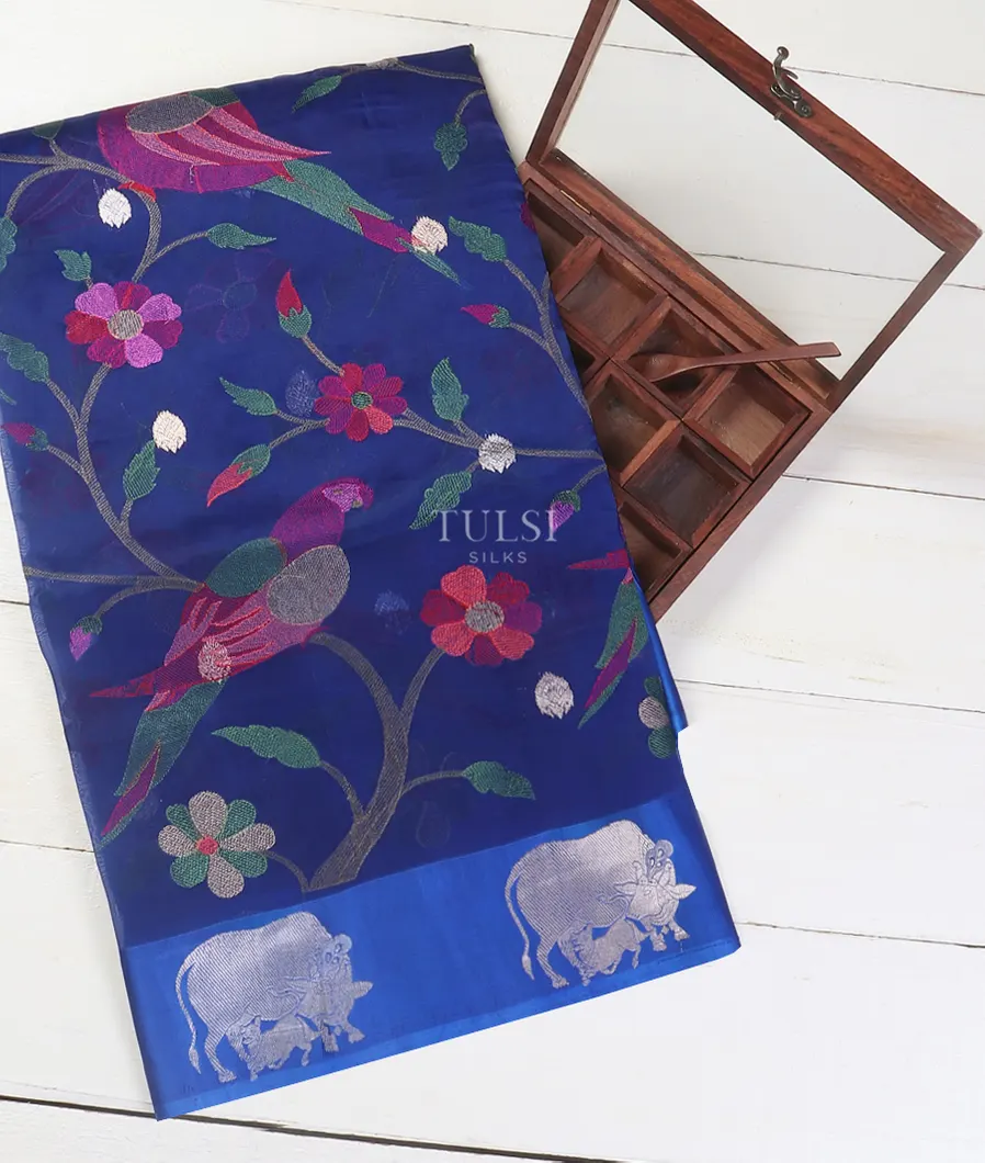 Blue Banaras Kora Silk Saree T572113-image