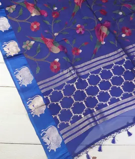 Blue Banaras Kora Silk Saree T5721134