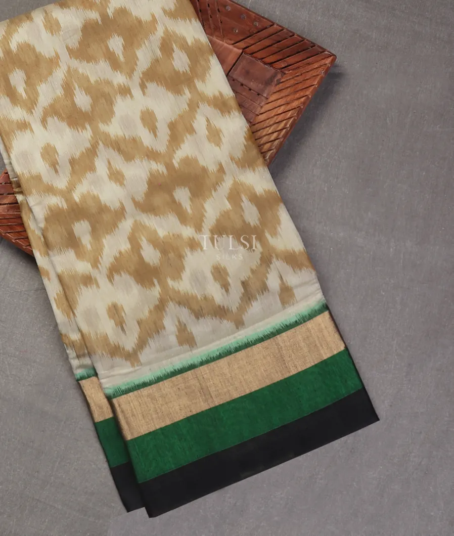 Beige Pochampalli Silk Cotton Saree T555582-image