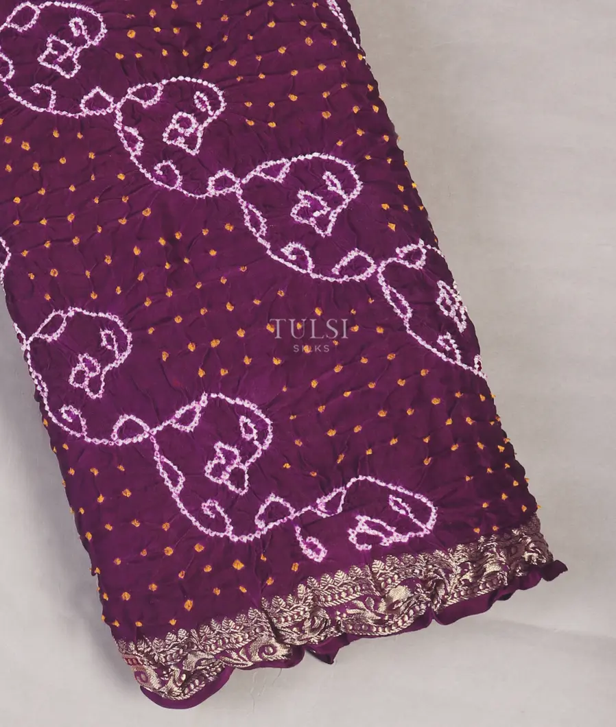 Purple Bandhani Gajji Silk Saree T534093-image