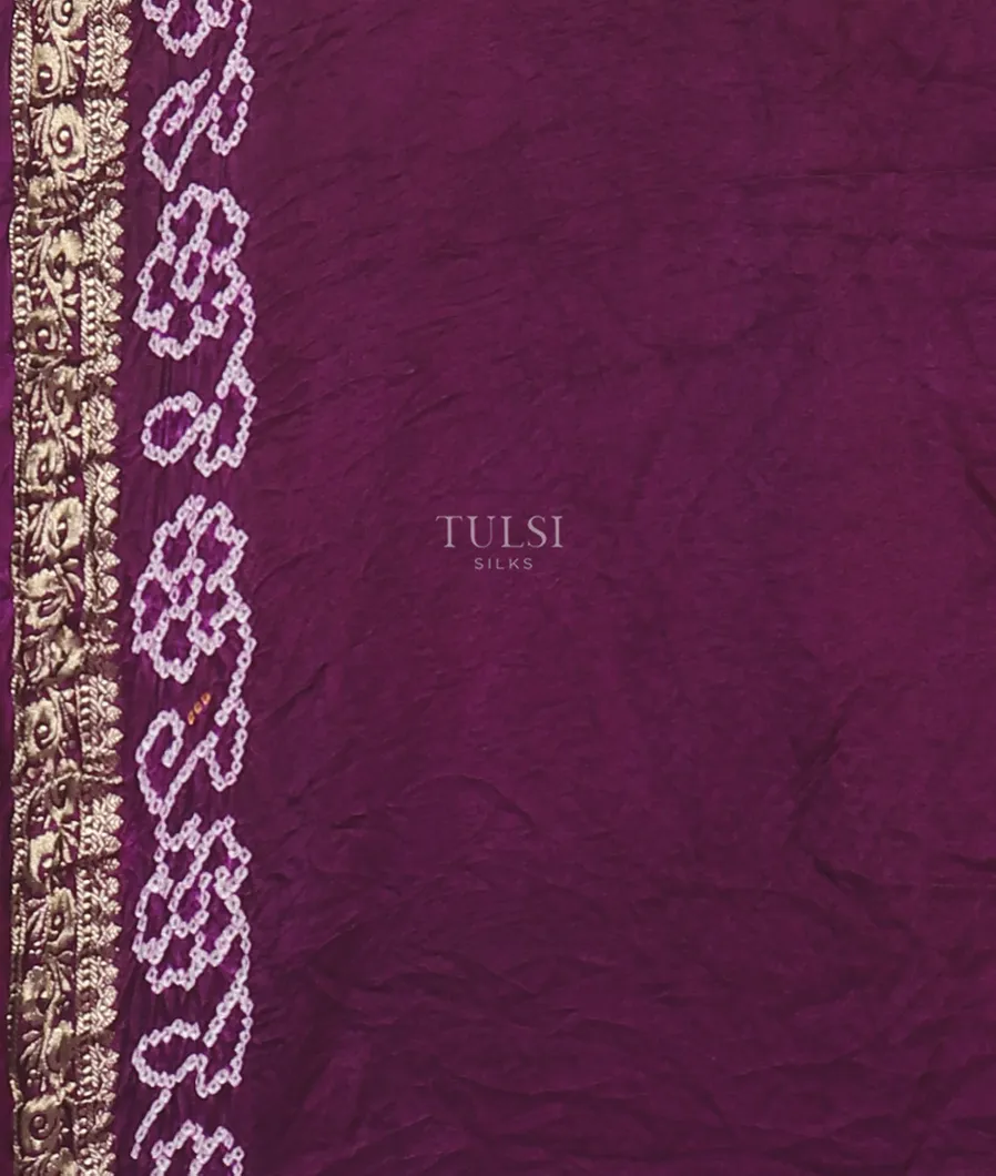 Purple Bandhani Gajji Silk Saree T5340933