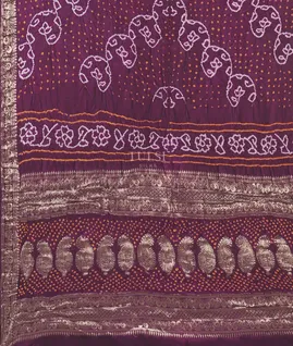 Purple Bandhani Gajji Silk Saree T5340934