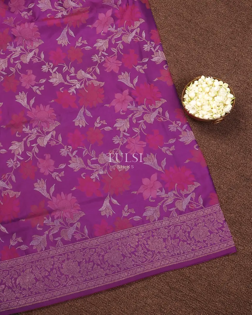 Purple Banaras Silk Saree T522701-image