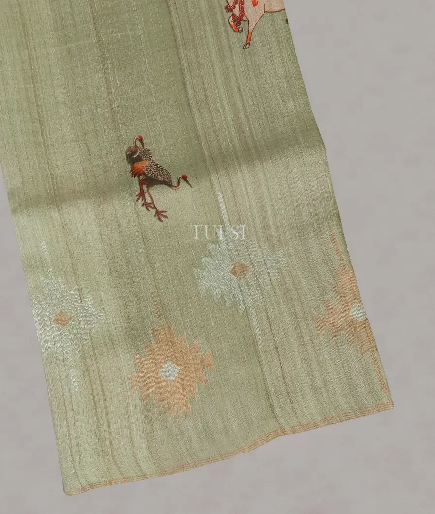 Green Tussar Printed Saree T566914-image