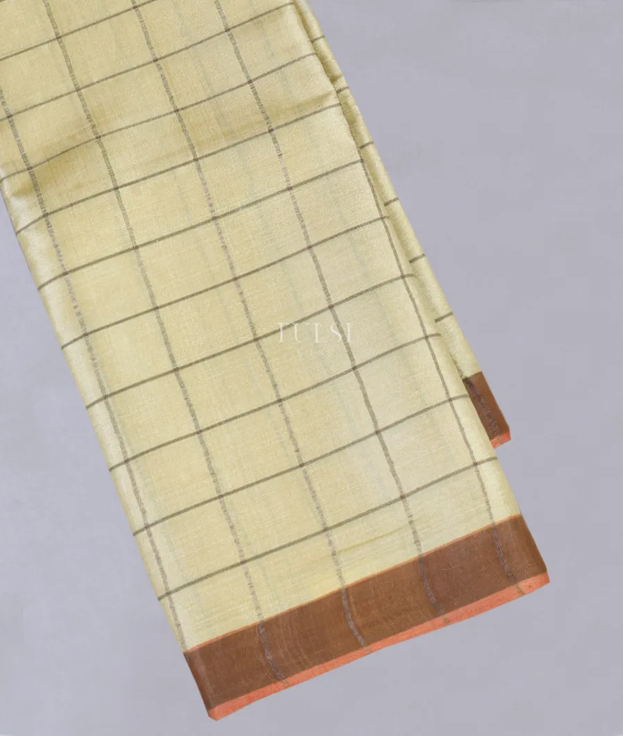 Cream Woven Tussar Saree T542964-image