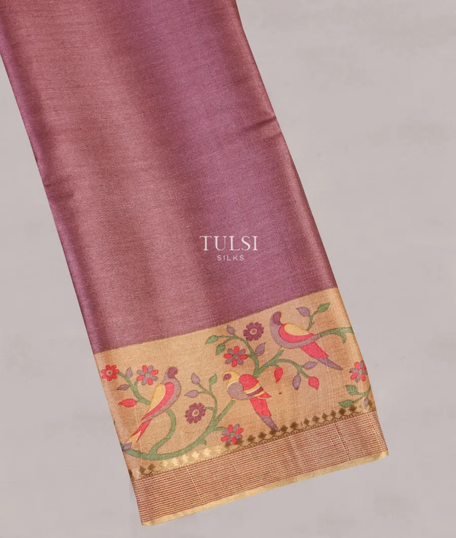 Purple Tussar Printed Saree T565690-image