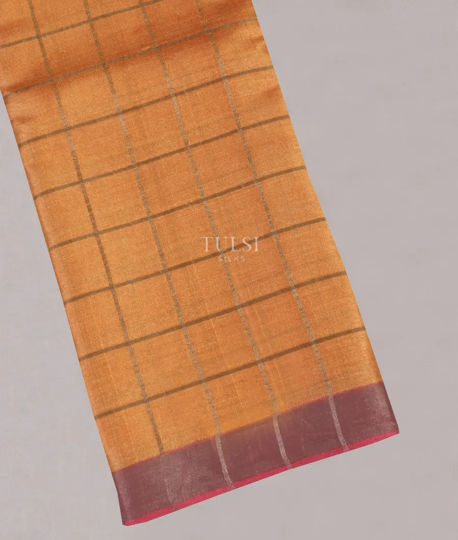 Yellow Woven Tussar Saree T522372-image