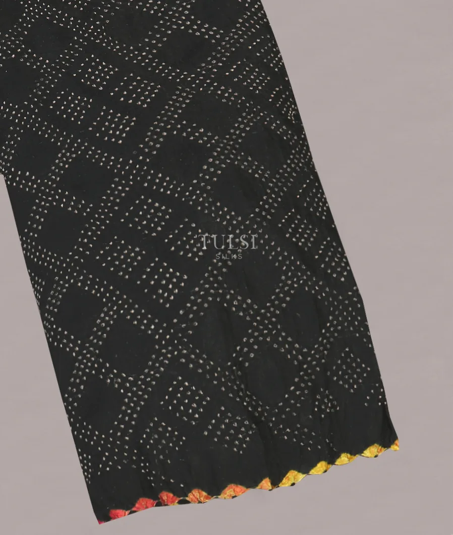 Black Bandhani Gajji Silk Saree T253874-1-image