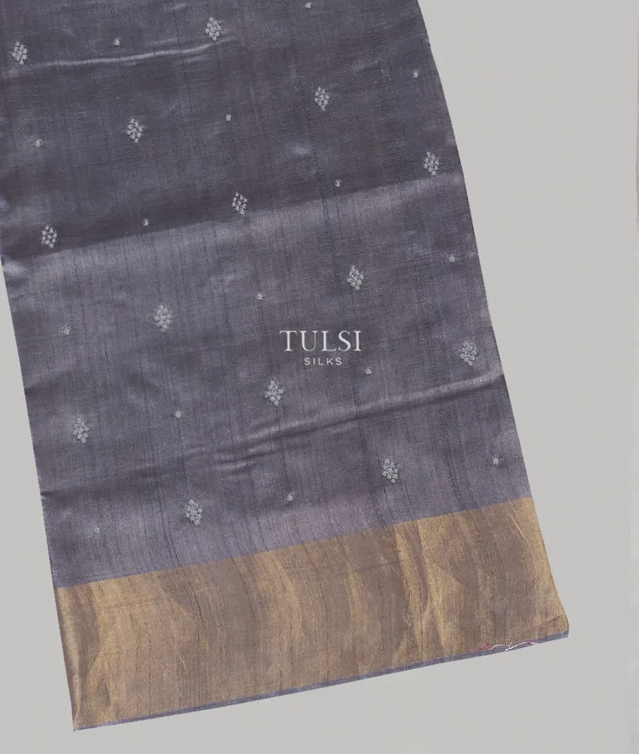 Grey Tussar Embroidery Saree T569418-image