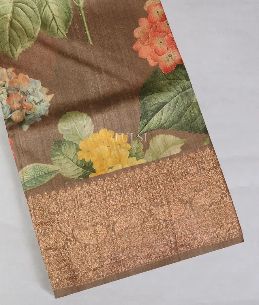 Brownish Grey Banaras Tussar Georgette Saree T572856-image