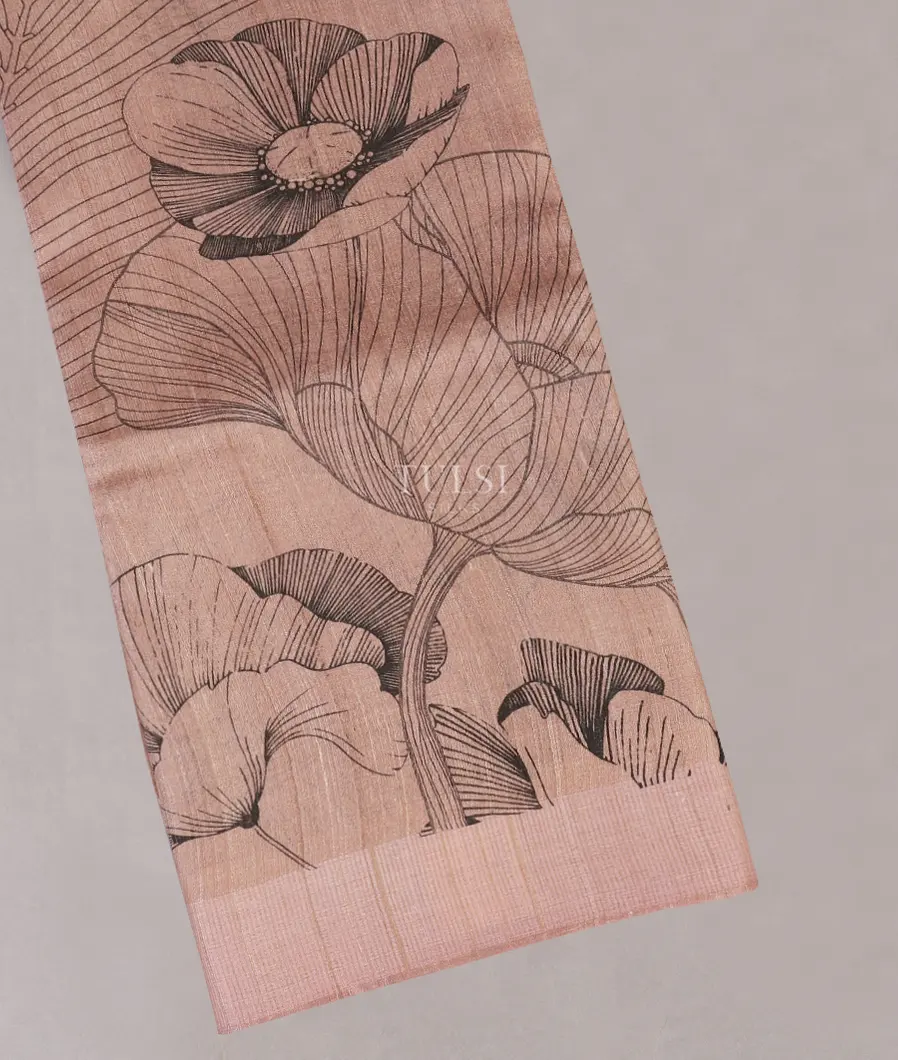 Light Pink Tussar Printed Saree T565164-image