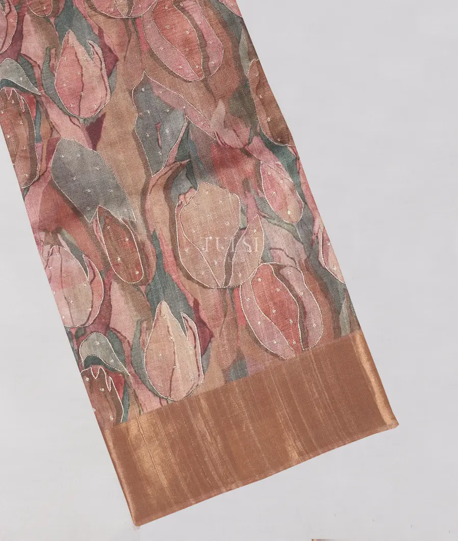 Multicolour Tussar Printed Saree T564791-image